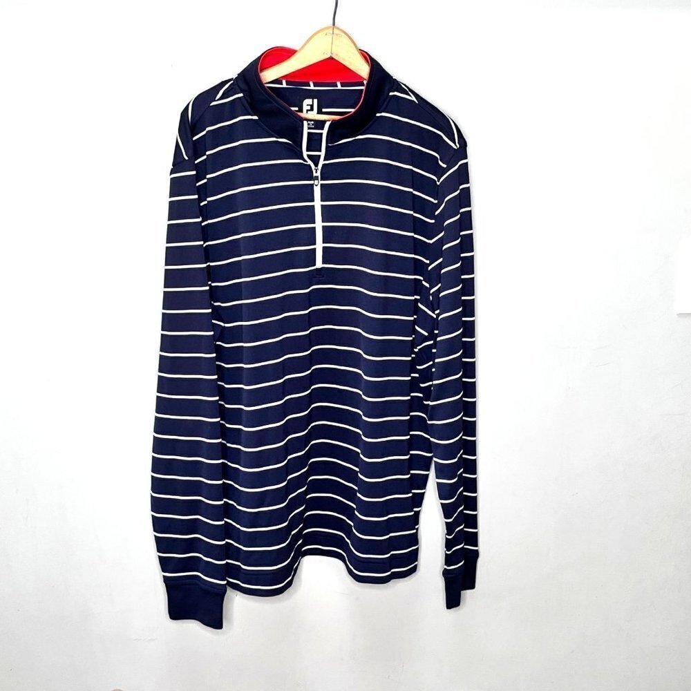 FootJoy Long Sleeve Striped 1/4 zip Shirt- Size 2XL